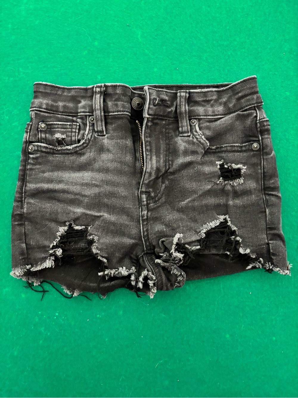American Eagle Outfitters Black Distressed Denim Shorts